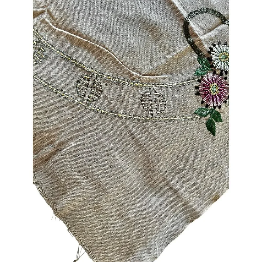 Vintage Spider Web Embroidered Tablecloth  Unfinished Hem Broudys Art Shop 36x33